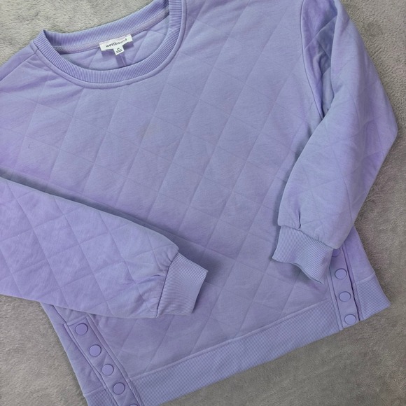 Westbound Tops - NWT Westbound Women Sweatshirt Size M Purple Quilted Snap Side Pullover Cozy